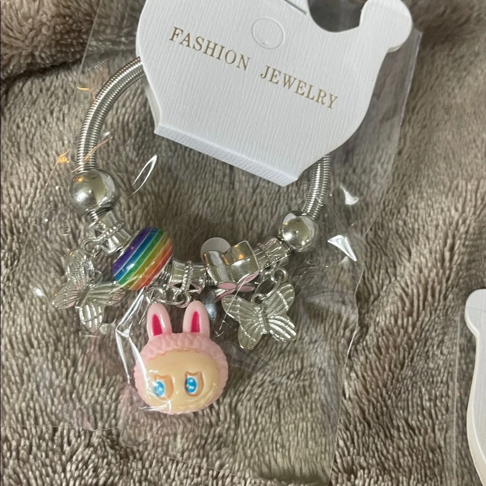 Colorful Kids Labubu Charm Bracelets silver and gold toned set of 20 nwt